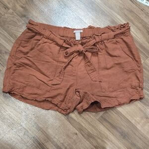H&M Women's Burnt Orange Linen Shorts Size 20